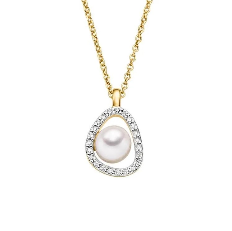 Viventy Anhänger mit Kette mit Süßwasserperle & 23 Zirkonia